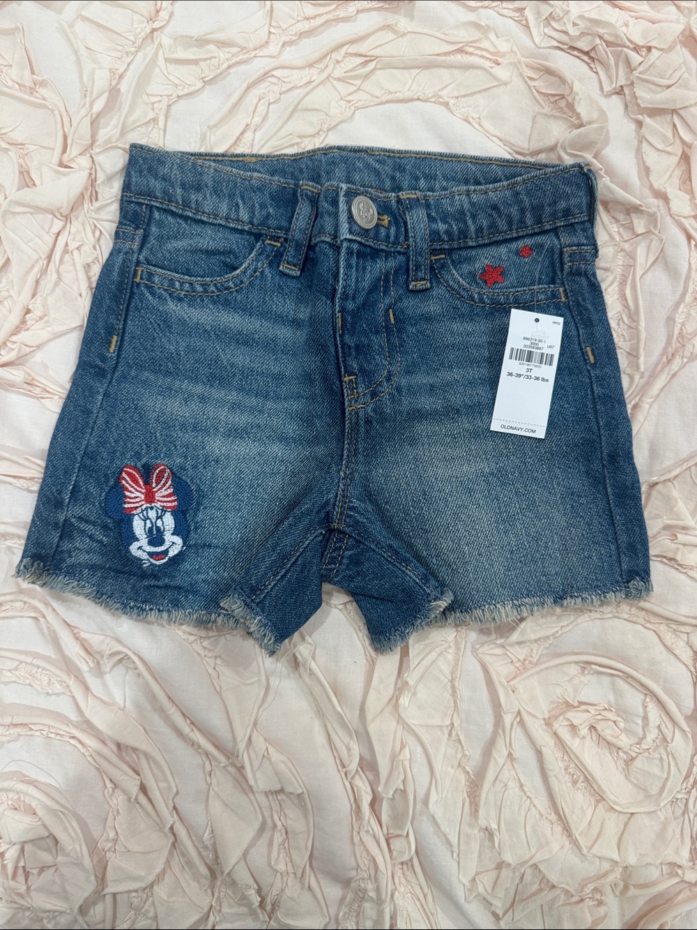 Old Navy Blue Denim Shorts with Minnie Embroidery
